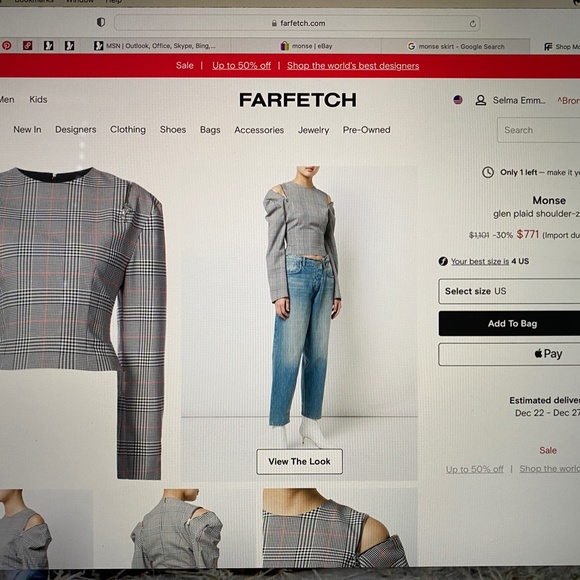 Monse Glen Plaid Top sz M - Picture 6 of 10